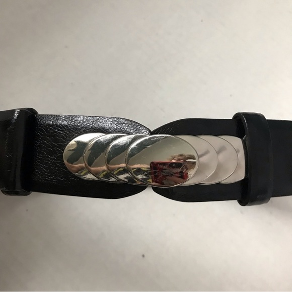 Adjustable Belt Black with Silver Ovals for Buckle 23.5-41” - Picture 3 of 8